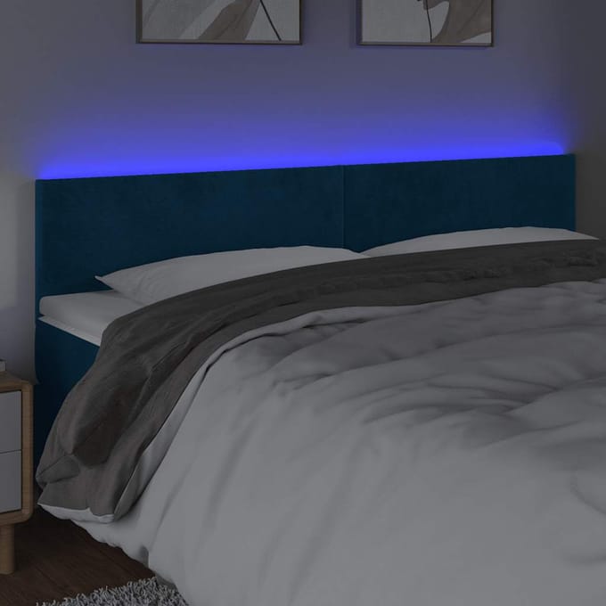 vidaXL - Hoofdbord - LED - 180x5x78/88 - cm - fluweel - donkerblauw
