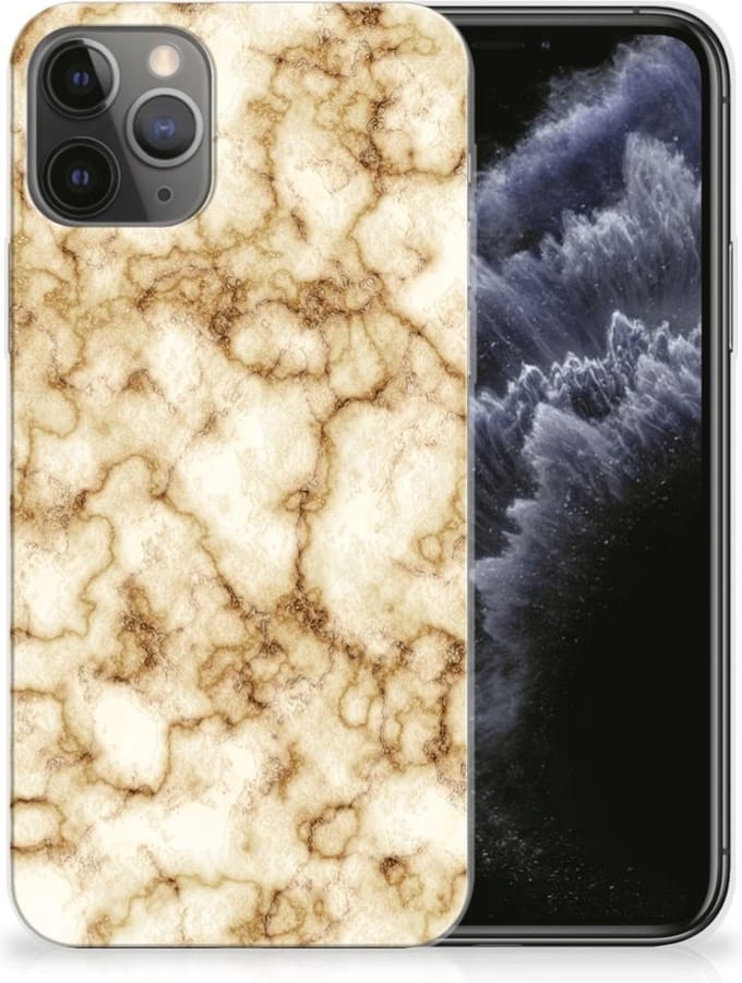 Apple iPhone 11 Pro TPU Siliconen Hoesje Marmer Goud