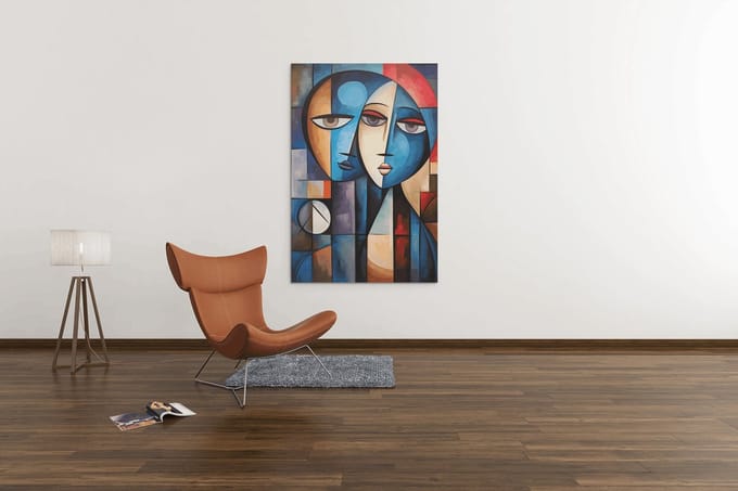 Canvas Schilderij - Gezichten - Abstract - Wanddecoratie - 90x60x2 cm