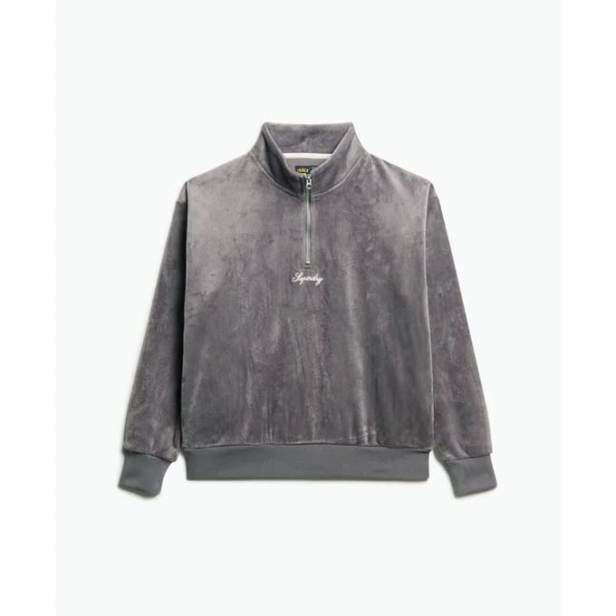 Dames sweatshirt met 1/2 rits van velours Superdry Country Club