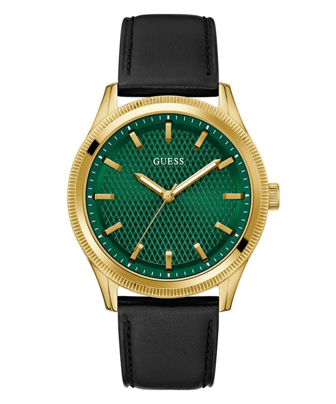 Guess Dex GW0846G1 Horloge - Leer - Zwart - Ø 44 mm