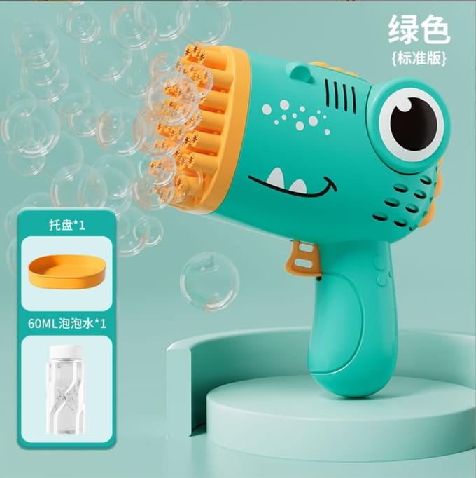 40-gaats dinosaurus bubbel handbediende bubbelmachine, elektrisch bubbelpistool buitenspeelgoed voor bruiloftsfeest blue