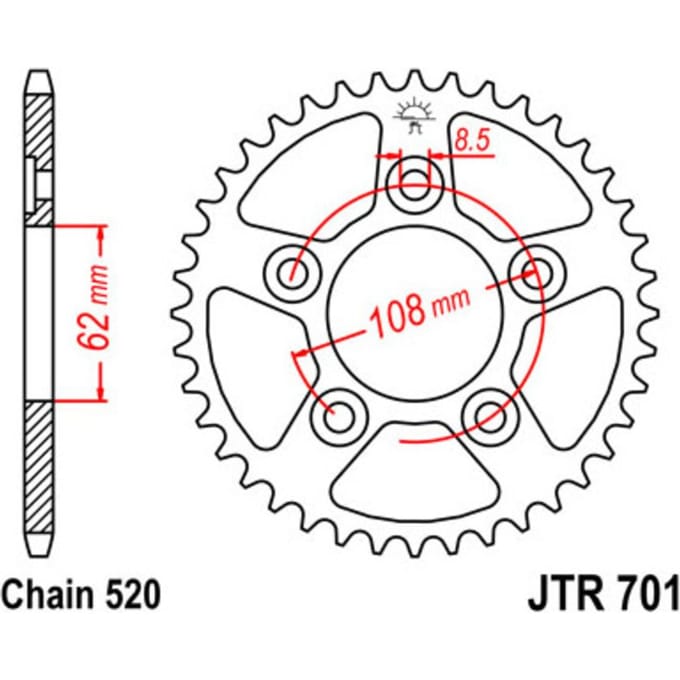 Tandwiel achter JT R701,38
