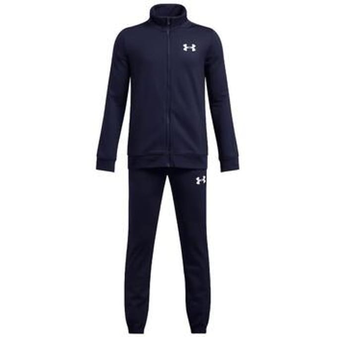 Under Armour UA Rival Knit Track Suit-BLU Jongens Trainingspak - Midnight Navy - Midnight Navy - Wit