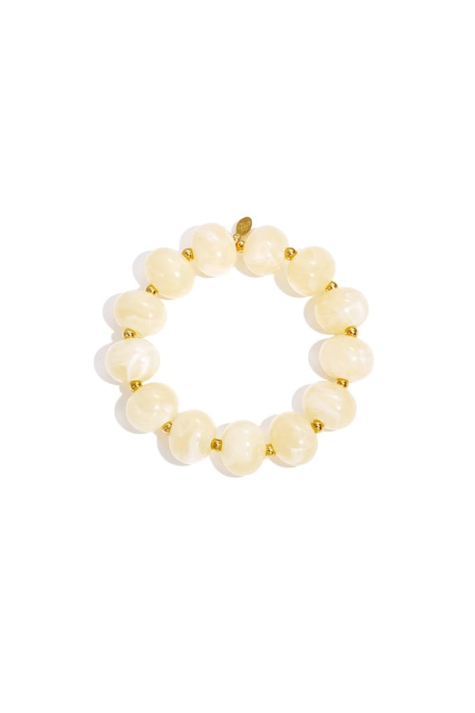 Elastieke kralenarmband met grote kralen - Gebroken Wit