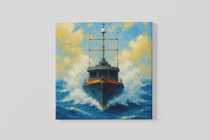 Vierkant Canvas Schilderij - Stoere Zeeschip - Kunst Print Op Canvas - 100x100 cm