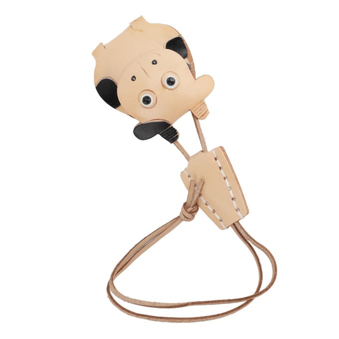 Porte-clés en cuir animalier réaliste au toucher doux multifonctionnel pendentif en cuir animal pour sac à main Cattle Pattern beige