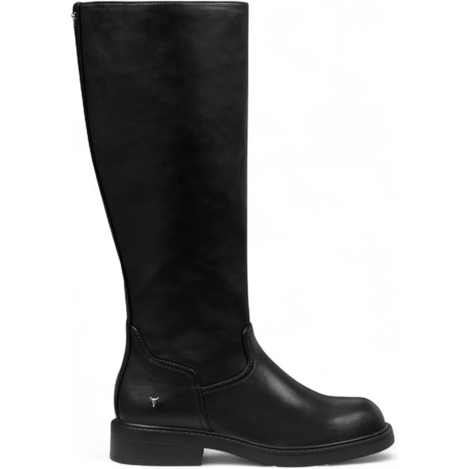 Windsorsmith Dames Zwarte Fuax Leren Kniehoge Laarzen - Zegen