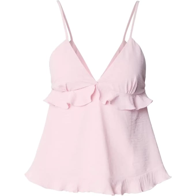 Urban Classics - Ruffled Structured Cami Mouwloze top - S - Roze