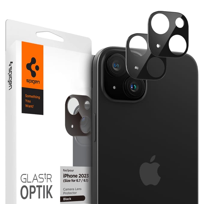 Spigen GLAStR Optik Camera Lens Protector - Camera eiland bescherming (2-pack) voor de Apple iPhone 15 / 15 Plus