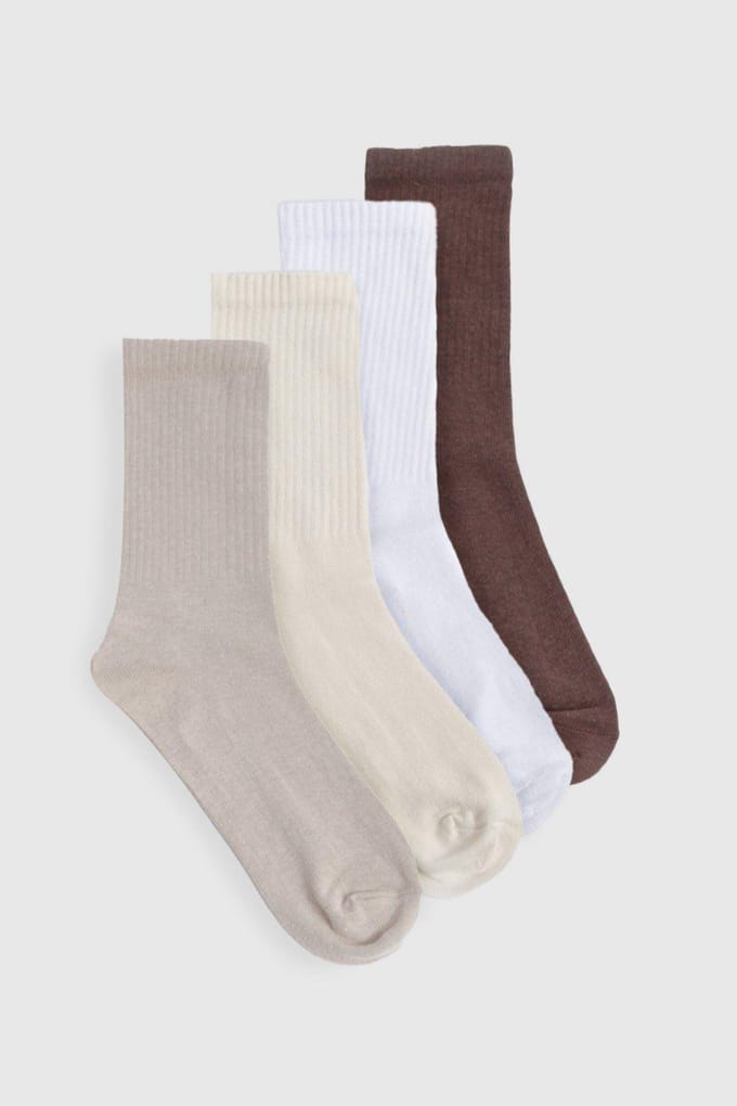 boohoo Dames Tonal Crew Socks 4-Pakket