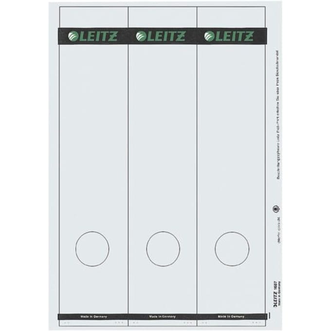 LEITZ® rugetiketten lang, via pc beletterbaar, rugbreedte 80 mm, zelfklevend 75 st., lichtgrijs