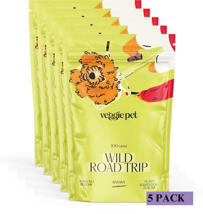 VeggiePet Banana - Hondensnacks - 5x100 Gram - 100% Veggie - Wild Road Trip