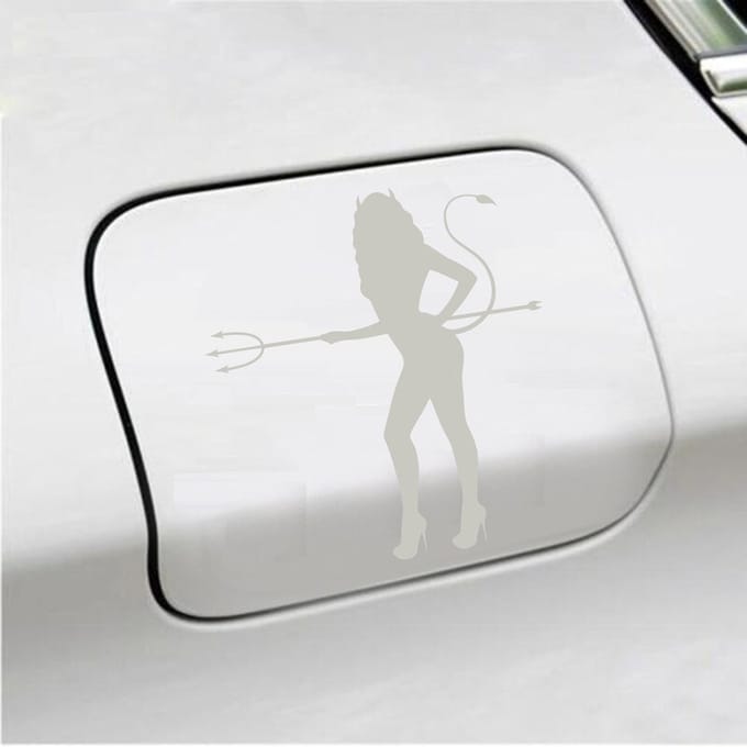 Bumpersticker - Vrouw Duivel - 14 X 13 - Zilver