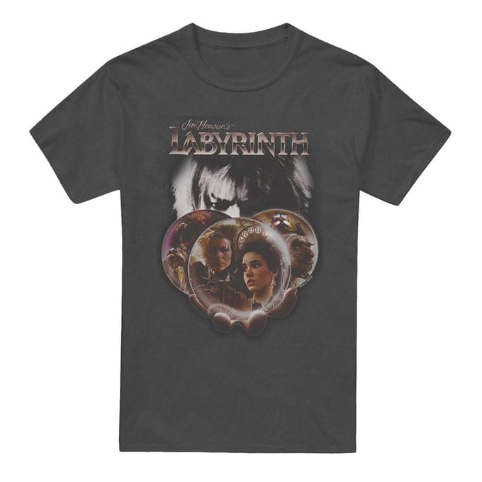 Labyrinth Unisex Volwassen Globe Heather T-shirt L houtskool