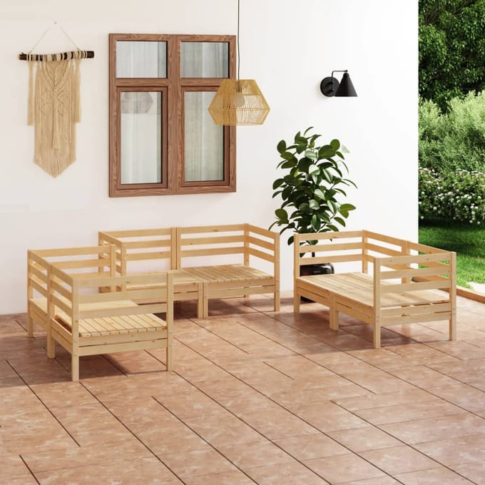 vidaXL - 6-delige - Loungeset - massief - grenenhout