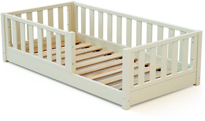 JURABABY - SONHO MINI Kinderbed Vloerbed van hout - 70x140 - Parelwit