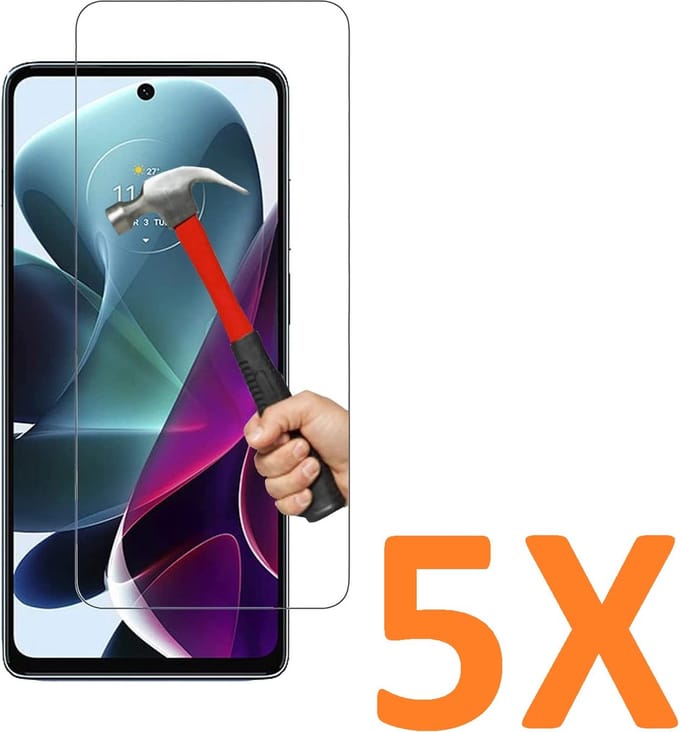 Screenprotector Glas - Tempered Glass Screen Protector Geschikt voor: Motorola Moto G200 5G  - 5x