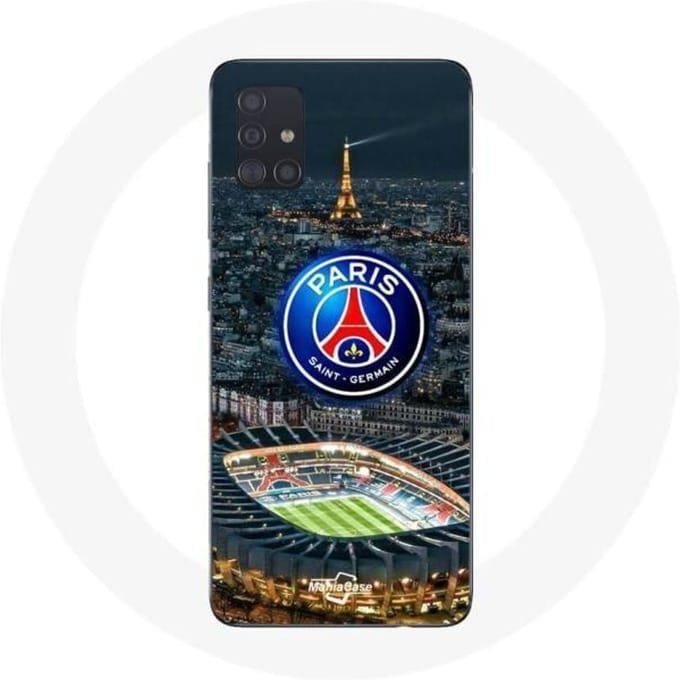 Coque - maniacase - Samsung Galaxy A51 - Noir - Souple - PSG Logo Tour Eiffel noir