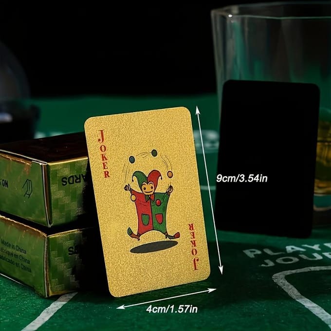 1 set speelkaarten, mini gouden speelkaarten, wasbare pvc-poker, partytafelspellenset 2pcs beige