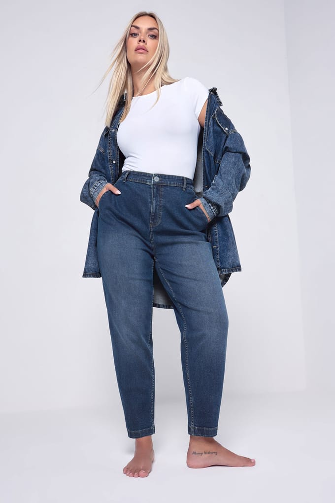 Yours Indigo Blue Stretch Denim Barrel Jeans Size 46