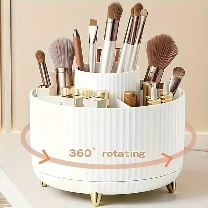Witte 360° Draaibare Make-up Organizer – 5 Compartimenten – Cosmetica Opbergdoos