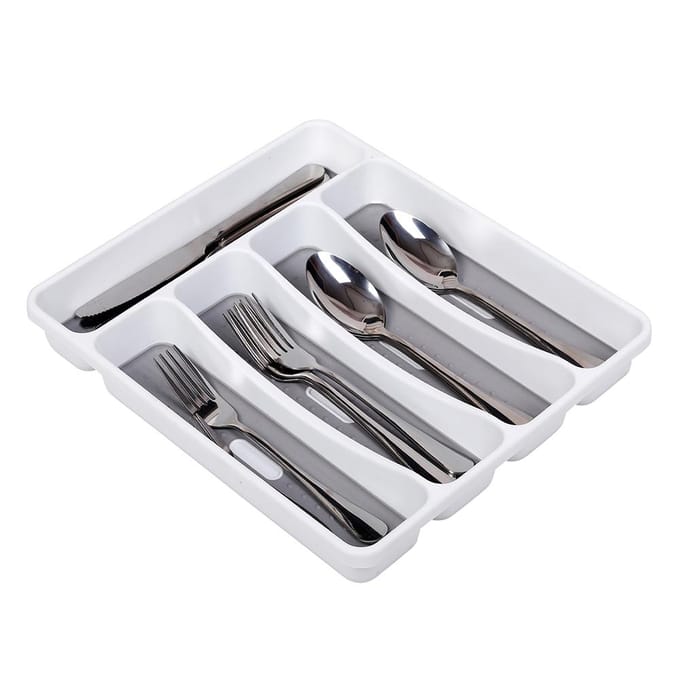 5 Vakken Bestek Organizer Plastic Mes Vork Opbergbak Bestekbak gray