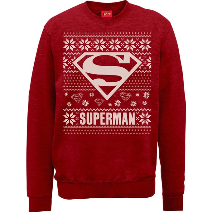 DC Comics Superman Logo Kersttrui - Rood - XXL