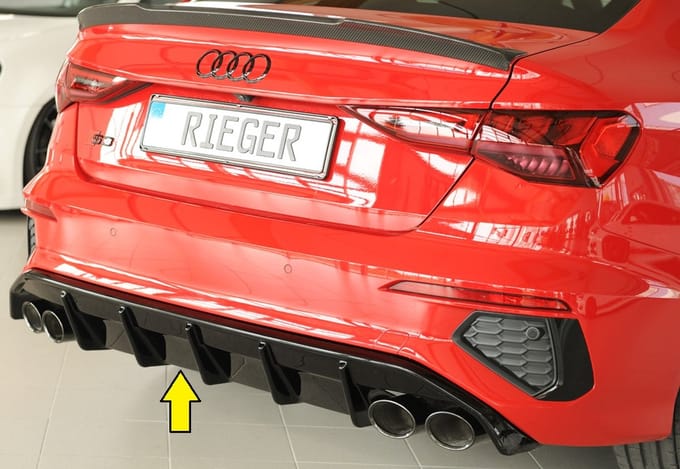 RIEGER - PERFORMANCE REAR DIFFUSER (ORI EXHAUST) - AUDI A3 S-LINE (GY) 2020 + SEDAN - GLOSS BLACK