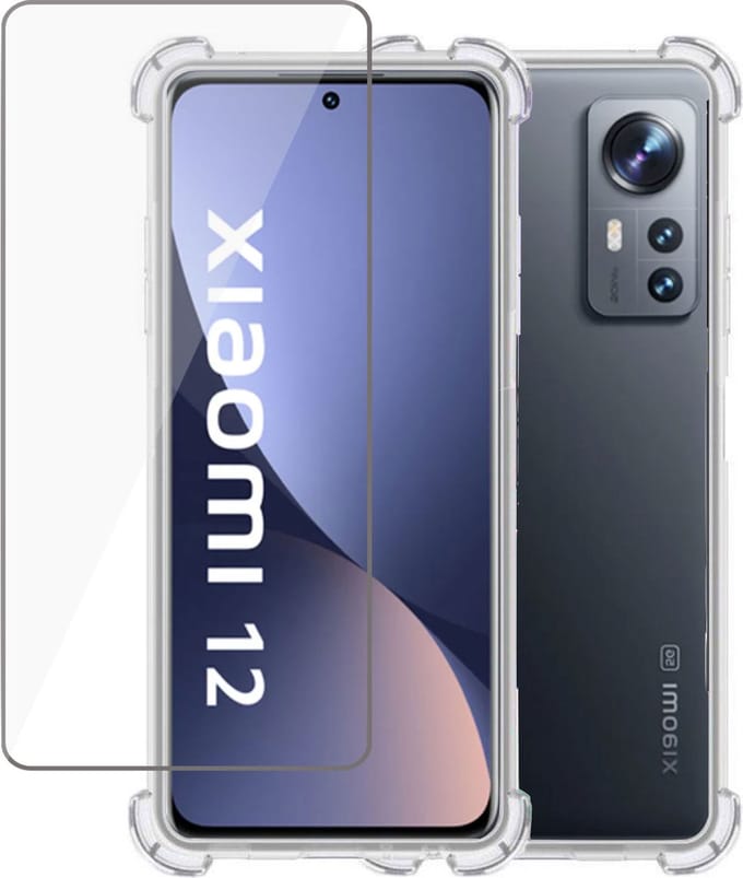 Hoesje geschikt voor Xiaomi 12 + Screenprotector – Tempered Glass - Extreme Shock Case Transparant