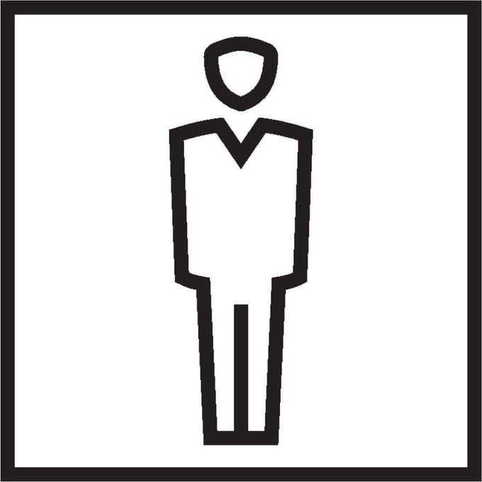 WC heren sticker 100 x 100 mm