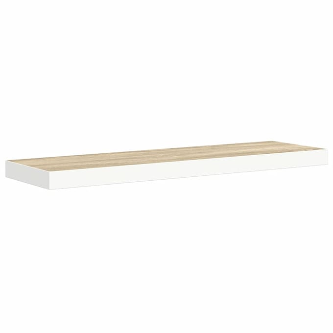 vidaXL - Wandschap - zwevend - 90x23,5x3,8 - cm - MDF - eikenkleurig - en - wit