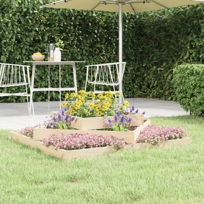 vidaXL - Plantenbak - 112x112x27 - cm - massief - grenenhout