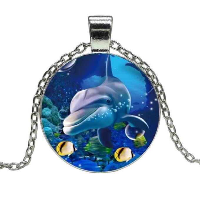 Fako Bijoux® - Ketting - Cabochon - Dolfijn