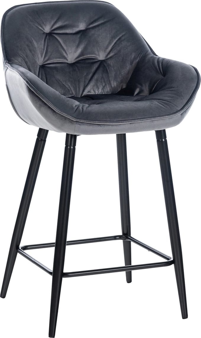 CLP Gibson Barkruk - Met armleuning - Met rugleuning - donkergrijs Fluweel