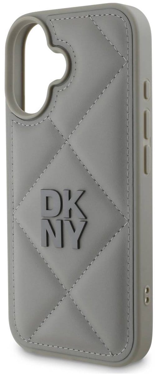 DKNY, Hoesje geschikt voor iPhone 16 Plus - Gewatteerd, Grijs