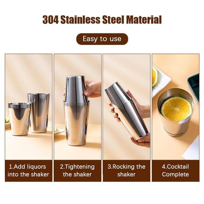14 stks/set Mixology Barman Kit Cocktail Shaker Set met Boston Shaker/Jigger/Schenkers/Ijs zilver