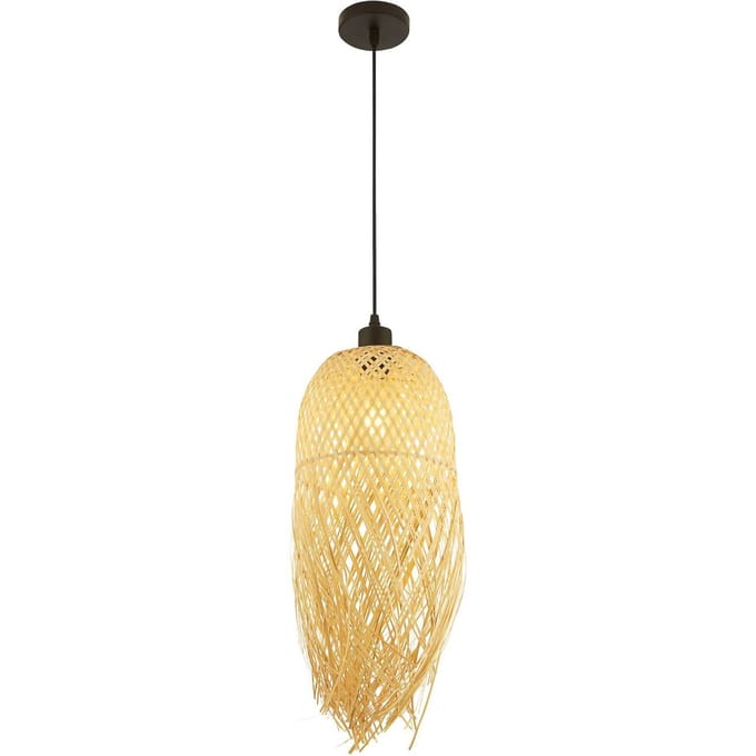 Searchlight Bali hanglamp, Ø 20 cm, bamboe, licht hout, E27