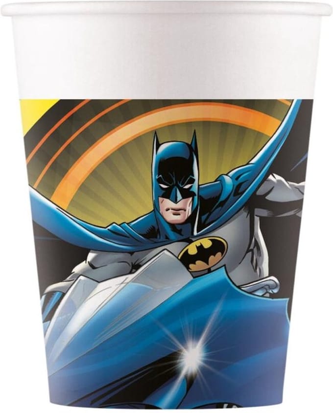 Procos - DC Comics - Batman - Superheld - Feestbekers - Party bekers - Wegwerp bekers - Karton - 8 Stuks - 200ml.