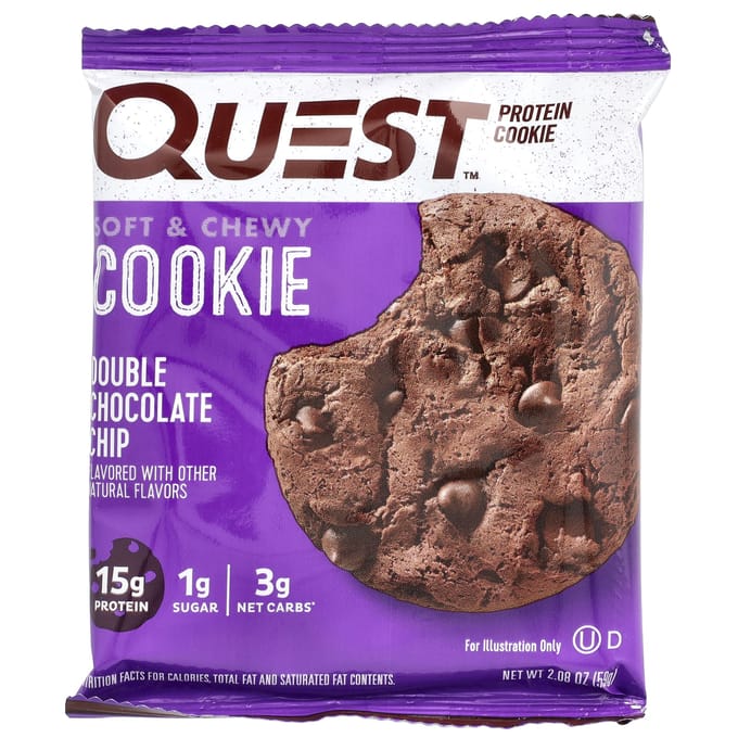 Quest Nutrition, Cookies Protéinés, Pépites de Chocolat Double, 4 Paquets, 2,08 oz (59 grammes) chaque