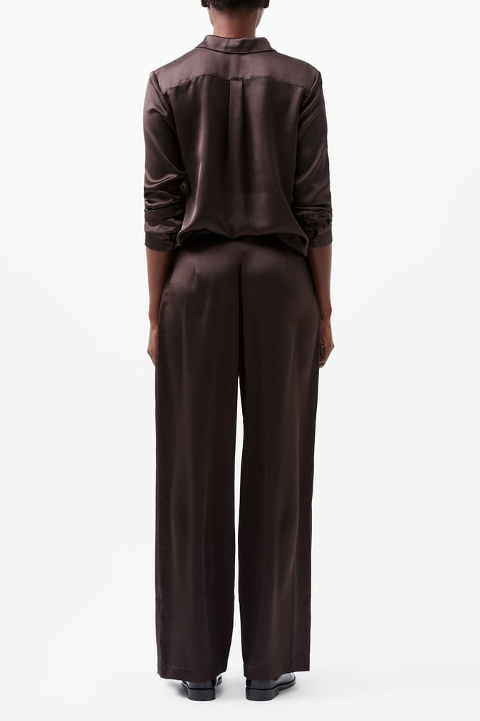 French Connection Satin Trouser Chocolate Ganache Taglia: L | Pantaloni da completo Outlet | Donna | Marrone