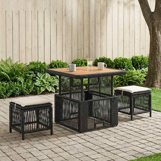vidaXL - Tuin - Eettafel - Set - 3 - st - Beige - en - Crème - poly - rattan