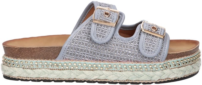 La Strada Platform Slipper Lichtblauw Textiel - Damesschoenen - Maat - 40