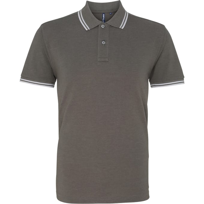 Asquith & Fox Heren Klassiek Fit getipt Poloshirt (Houtskool/Wit)