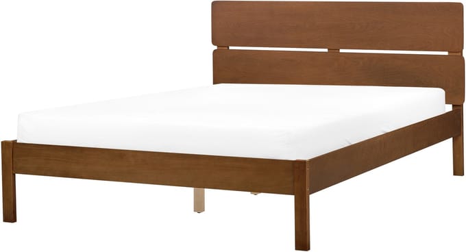 BOISSET - Bed - Donkerbruin - 140 x 200 cm - Rubberhout