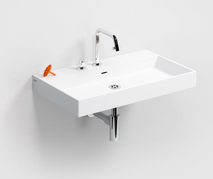 Clou Wash Me wastafel 70cm, zonder plug, aluite, hoogte 8 cm