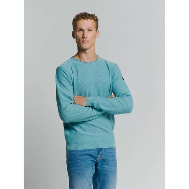 No Excess Pullover crewneck garment dyed + st seablue