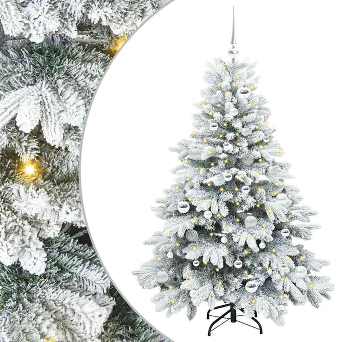 vidaXL - Kunstkerstboom - met - 150 - LED - met - standaard - Wit - 150 - cm - PE - en - PVC
