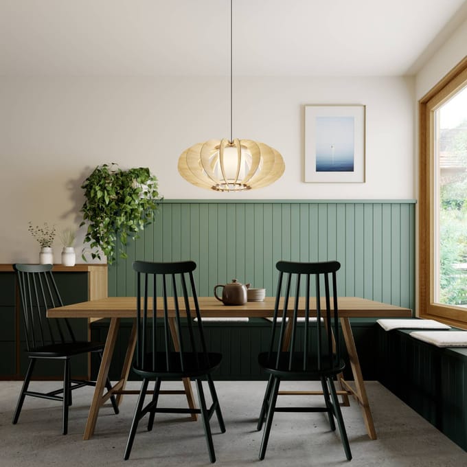 SIGMA Hanglamp Modern A L met houten lamellen, Ø 60 cm