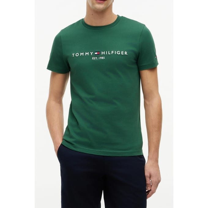 Tommy Hilfiger Tommy Logo Tee Street Green Größe: S | Basic T-Shirts Outlet | Herren | Grün